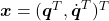 \boldsymbol{x}=(\boldsymbol{q}^T,\dot{\boldsymbol{q}}^T)^T