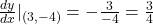 \frac{dy}{dx}|_{(3,-4)} =-\frac{3}{-4}=\frac{3}{4}