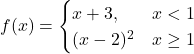 f(x)=\begin{cases} x+3, & x < 1 \\ (x-2)^2 & x \ge 1 \end{cases}