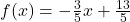 f(x)=-\frac{3}{5}x+\frac{13}{5}