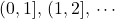 (0,1], \, (1,2], \, \cdots