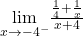 \underset{x\to -4^-}{\lim}\frac{\frac{1}{4} + \frac{1}{x}}{x+4}