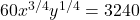 60x^{3/4}y^{1/4}=3240