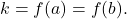 k=f(a)=f(b).