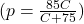 (p=\frac{85C}{C+75})