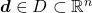 \boldsymbol{d}\in D\subset \mathbb{R}^n