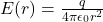 E(r)=\large \frac{q}{4\pi \epsilon_0 r^2}