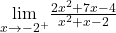 \underset{x\to -2^+}{\lim}\frac{2x^2+7x-4}{x^2+x-2}