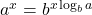 a^x=b^{x \log_b a}