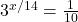 3^{x/14}=\frac{1}{10}