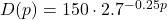 D(p)=150\cdot 2.7^{-0.25p}