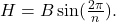 H=B \sin (\frac{2\pi }{n}).