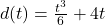 d(t)=\frac{t^3}{6}+4t