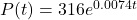 P(t)=316e^{0.0074t}