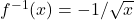 f^{-1}(x)=-1/\sqrt{x}