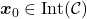 \boldsymbol{x}_0\in\text{Int($\mathcal{C}$)}