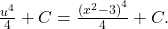 \frac{{u}^{4}}{4}+C=\frac{{({x}^{2}-3)}^{4}}{4}+C.