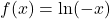 f(x)=\ln(-x)