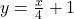 y=\frac{x}{4}+1