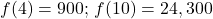 f(4)=900; \, f(10)=24,300