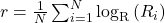 r=\frac{1}{N} \sum_{i=1}^N \log _{\mathrm{R}}\left(R_i\right)