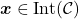 \boldsymbol{x}\in\text{Int($\mathcal{C}$)}