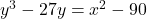 y^3-27y=x^2-90