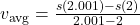 v_{\text{avg}}=\frac{s(2.001)-s(2)}{2.001-2}