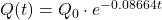 Q(t)=Q_0\cdot e^{-0.08664t}