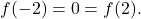 f(-2)=0=f(2).