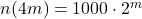 n(4m)=1000\cdot 2^m