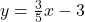 y=\frac{3}{5}x-3