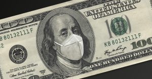 Money with a face mask