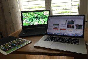 Two laptops on a table