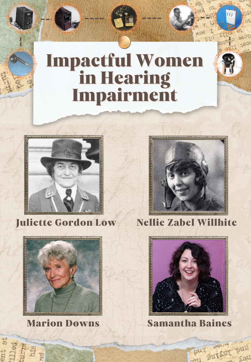 Infographic depicting impactful women in hearing impairment